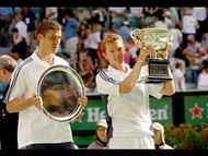 Joachim Johansson (right) at the 2002 Australian Open